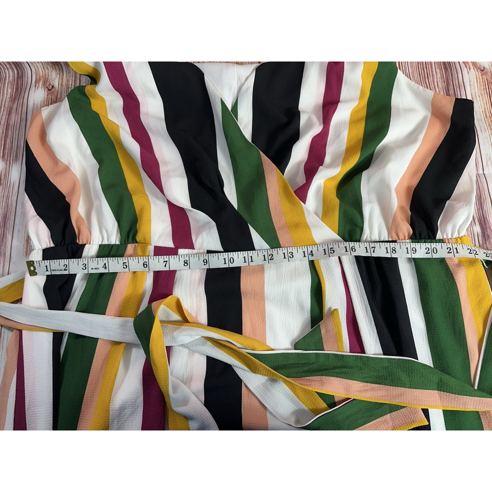 Lane Bryant Womens Size 24 Multicolor Stripe Sleeveless V Neck Lined Maxi Dress - Picture 4 of 9